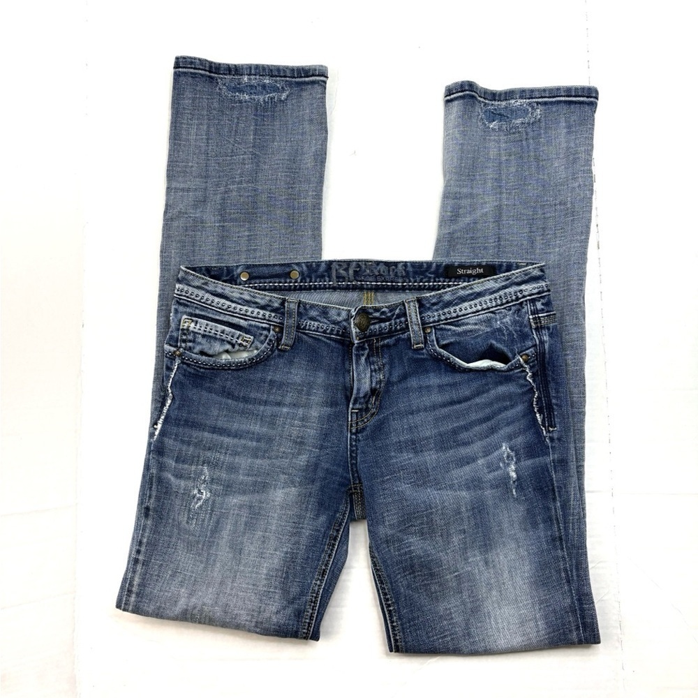 Rerock for Express Distressed Patchwork Straight Leg Jeans